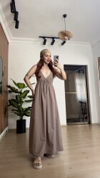 Askılı sırt dekolteli elbise - 