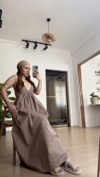 Askılı sırt dekolteli elbise - 9
