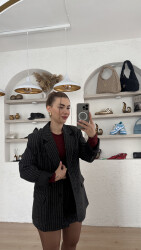 Çizgili Blazer Ceket - 5