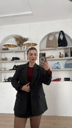 Çizgili Blazer Ceket - 6