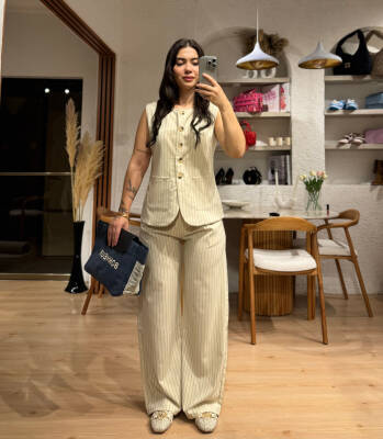 Fiona çizgili yelekli takım - 3