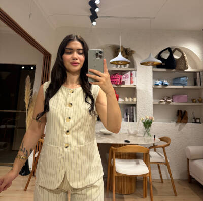 Fiona çizgili yelekli takım - 5