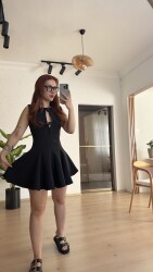 Fiyonk detay mini elbise - 