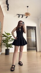 Fiyonk detay mini elbise - 3