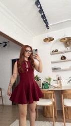 Fiyonk detay mini elbise - 9