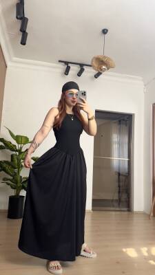 Halter Yaka Maksi Elbise - 7