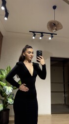 Kruvaze vatkalı elbise - 2