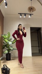 Kruvaze vatkalı elbise - 4