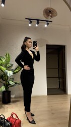 Kruvaze vatkalı elbise - 5