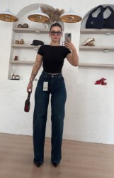 Taşlama Detaylı Wide Leg Jean - Een Moda