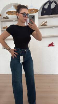 Taşlama Detaylı Wide Leg Jean - 4