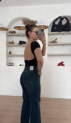 Taşlama Detaylı Wide Leg Jean - 3