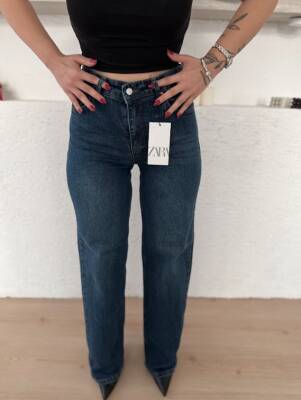 Taşlama Detaylı Wide Leg Jean - 7