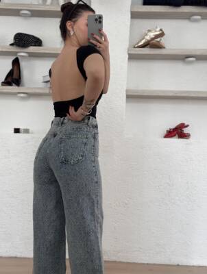 Baggy Nakışlı Jean Buz Mavisi - 2